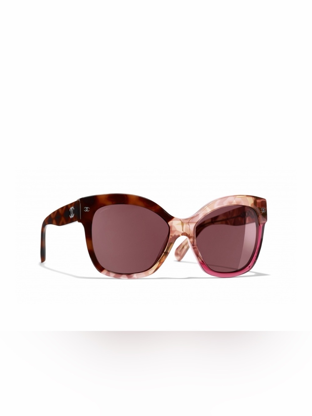 CHANEL Pink and Tortoiseshell Cat-Eye Sunglasses